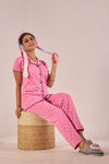 Sweet Moon Knit Cotton Pyjama Set - Dark Pink — thumbnail 4